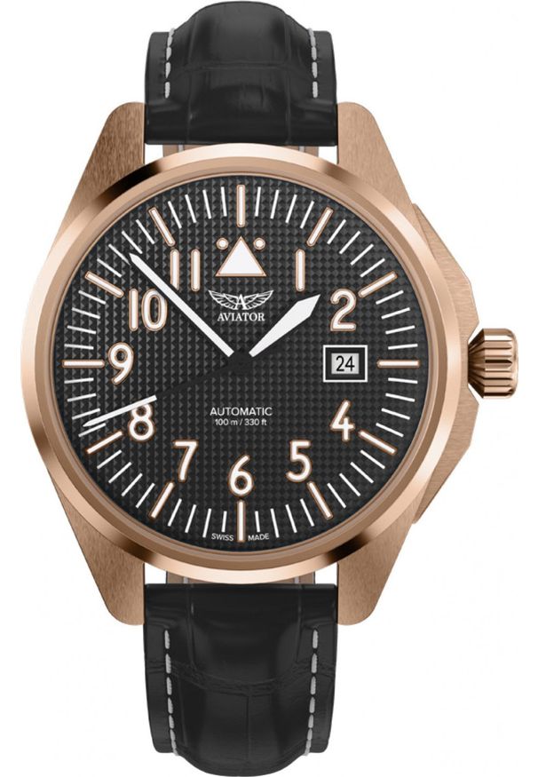 AVIATOR - Zegarek Aviator Zegarek męski Aviator V.3.39.2.339.4 czarny. Kolor: czarny