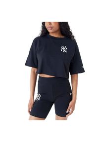 New Era - Nowa Koszulka Mlb Le Crop Tee Neyyan Blkwhi Damskie. Kolor: czarny. Materiał: bawełna