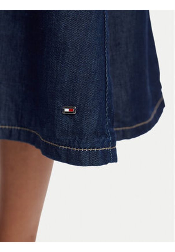 TOMMY HILFIGER - Tommy Hilfiger Sukienka jeansowa Volant WW0WW49997 Niebieski Regular Fit. Kolor: niebieski. Materiał: lyocell