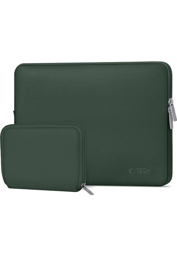 TECH-PROTECT - Pokrowiec Tech-Protect NeoSlim 13-14'' zielony. Kolor: zielony. Materiał: materiał, polar, neopren, tkanina. Styl: biznesowy, elegancki, casual