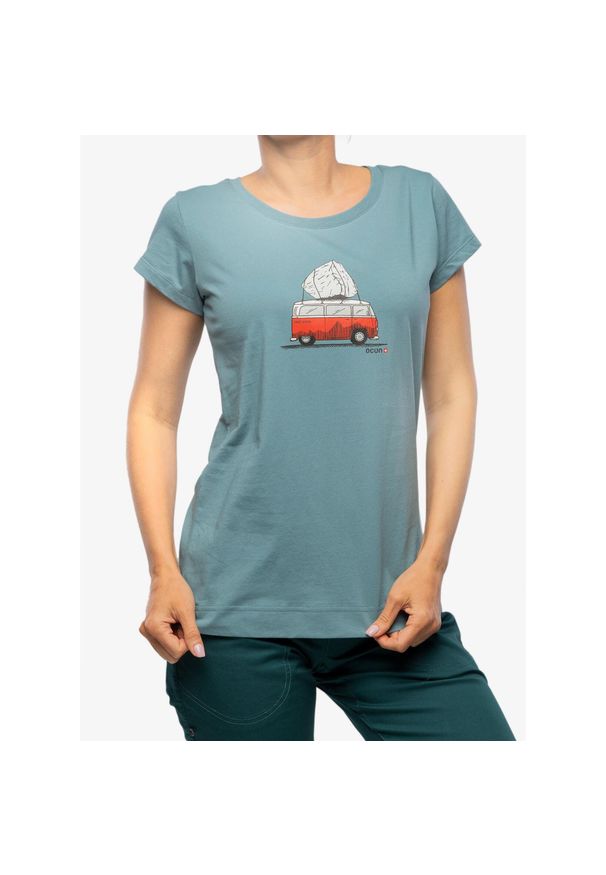 OCUN - Koszulka bawełniana damska Ocun Classic T Bus-Stone. Kolor: zielony. Materiał: bawełna