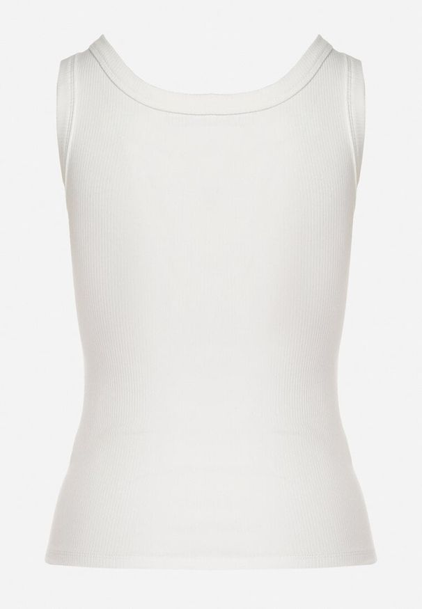 Born2be - Biały Top w Prążki Tosava. Okazja: na co dzień. Kolor: biały. Materiał: jeans. Wzór: prążki. Styl: elegancki, casual