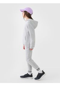 4f - 4F Spodnie dresowe joggery dziewczęce - szare 146 (10-11 lat). Okazja: na co dzień. Kolor: szary. Materiał: dresówka. Wzór: gładki, ze splotem. Sezon: lato. Styl: młodzieżowy, casual, sportowy #2