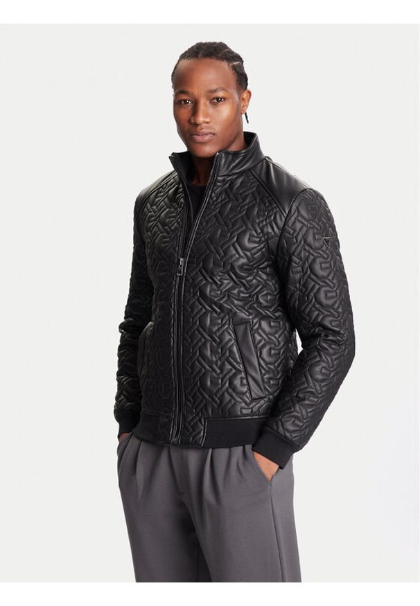 Guess Kurtka skórzana M5BL2E W1050 Czarny Regular Fit. Kolor: czarny. Materiał: skóra