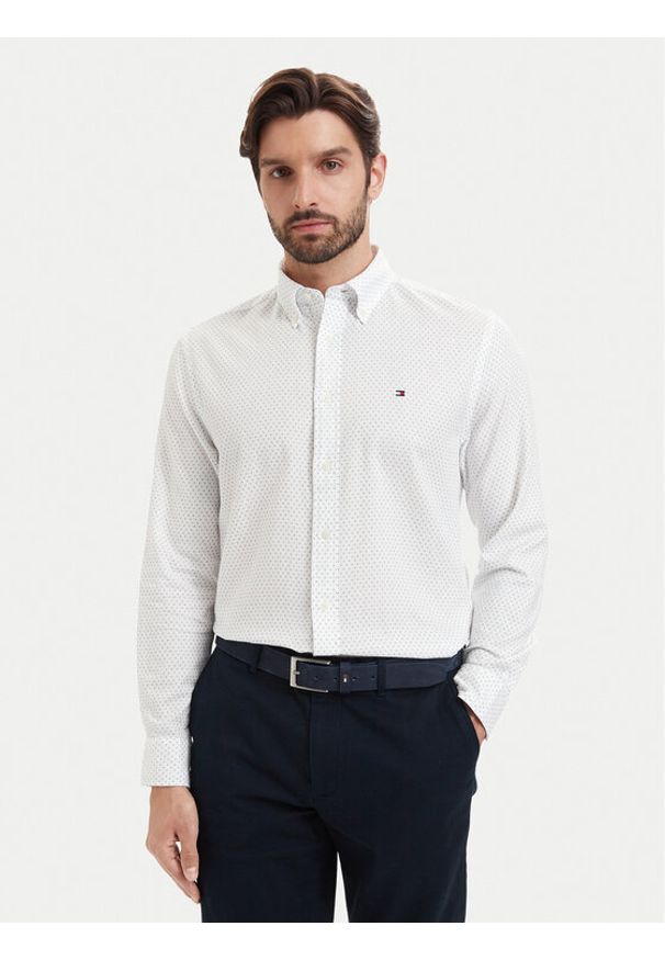 TOMMY HILFIGER - Tommy Hilfiger Koszula Poplin MW0MW43318 Biały Regular Fit. Kolor: biały. Materiał: bawełna