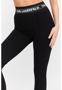 Karl Lagerfeld - KARL LAGERFELD Czarne damskie legginsy Logo Elastic Punto Leggings. Okazja: na co dzień. Kolor: czarny. Materiał: elastan, wiskoza, materiał, nylon. Styl: casual, klasyczny, elegancki