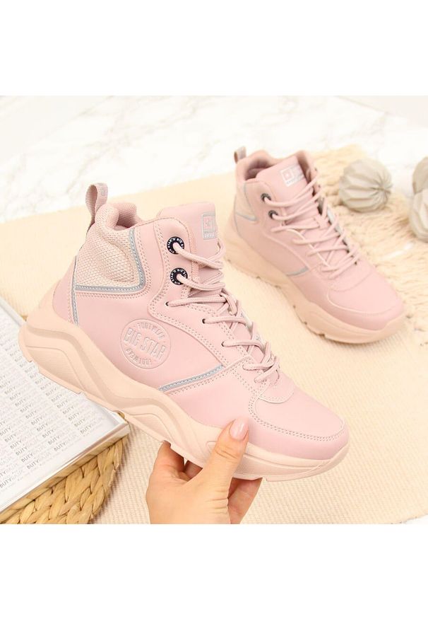 Big-Star - Sneakersy damskie na platformie różowe Big Star GG274640. Kolor: różowy. Obcas: na platformie