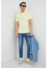 Polo Ralph Lauren polo z domieszką lnu kolor żółty gładki. Typ kołnierza: polo. Kolor: żółty. Materiał: len. Wzór: gładki #2