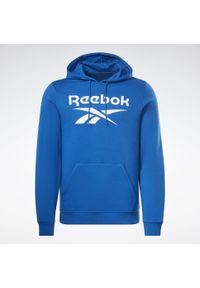 Reebok - BLUZA dresowa męska REEBOK z kapturem bawełna kangurka. Typ kołnierza: kaptur. Kolor: niebieski. Materiał: bawełna, dresówka