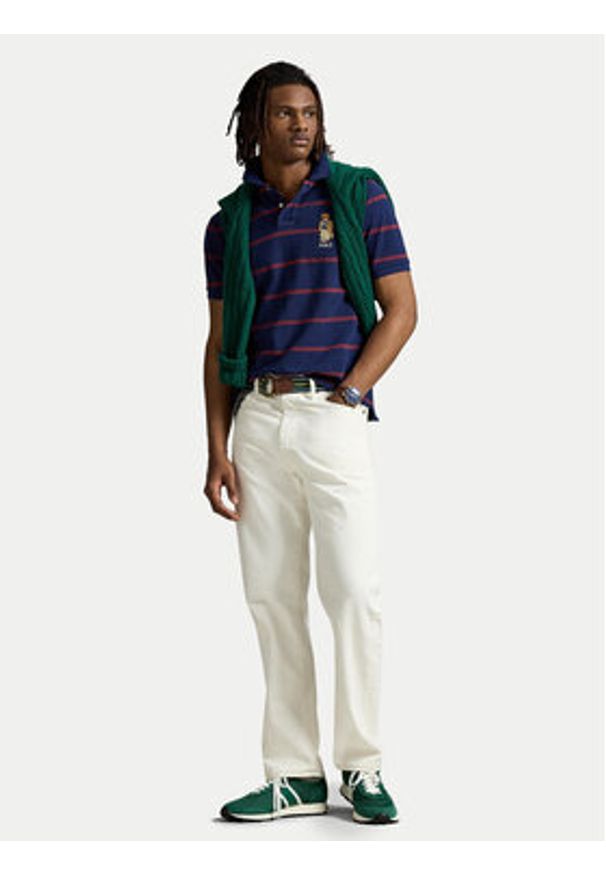 Polo Ralph Lauren Polo 710971839001 Granatowy Custom Slim Fit. Typ kołnierza: polo. Kolor: niebieski. Materiał: bawełna