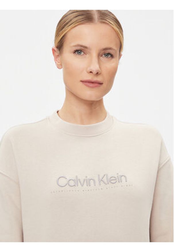 Calvin Klein Bluza Satin Emroidery K20K206757 Szary Regular Fit. Kolor: szary. Materiał: bawełna