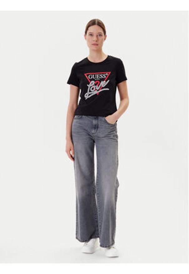 Guess T-Shirt W5YI40 I3Z14 Czarny Regular Fit. Kolor: czarny. Materiał: bawełna