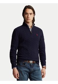 Polo Ralph Lauren Sweter 710876766002 Granatowy Regular Fit. Typ kołnierza: polo. Kolor: niebieski. Materiał: wełna #1