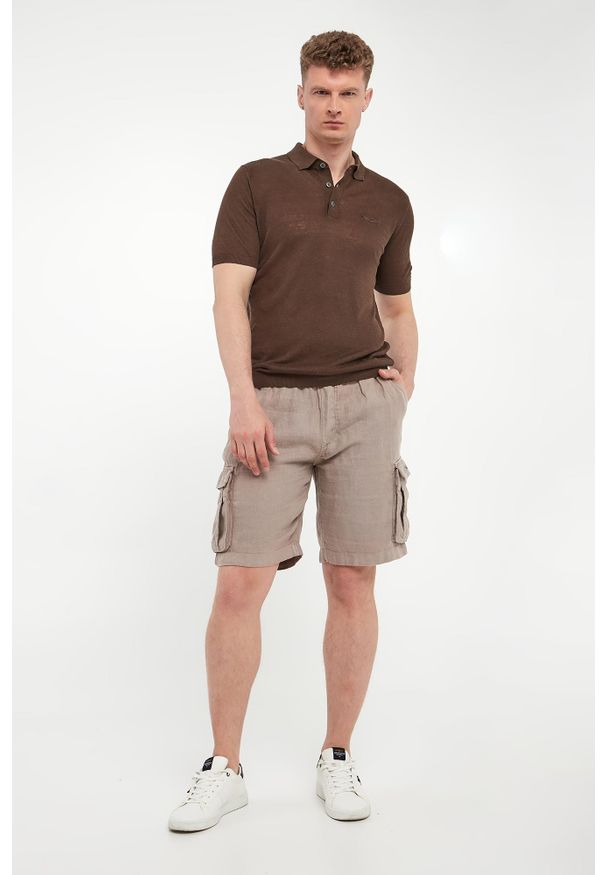 Aeronautica Militare - Polo męskie lniane AERONAUTICA MILITARE. Typ kołnierza: polo. Materiał: len