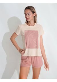 Sinsay - Bawełniana piżama dwuczęściowa z nadrukiem - różowy. Kolor: różowy. Materiał: bawełna. Wzór: nadruk