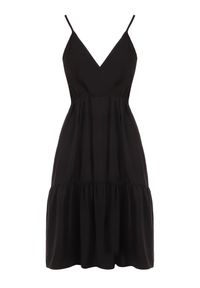 Born2be - Czarna Sukienka z Wiskozy Aikena. Kolor: czarny. Materiał: wiskoza. Długość rękawa: na ramiączkach. Typ sukienki: kopertowe. Długość: mini #6