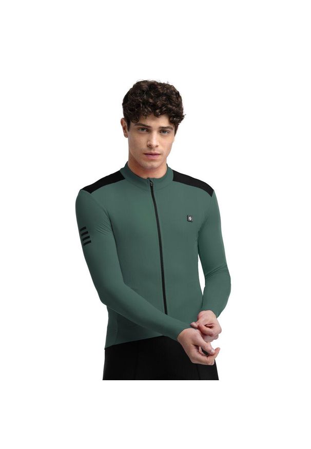 SIROKO - Męska termoaktywna koszulka rowerowa Kolarstwo Siroko SRX M4 Volta. Kolor: zielony, czarny, wielokolorowy. Długość rękawa: długi rękaw. Długość: długie. Sezon: zima, jesień. Sport: kolarstwo