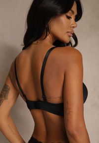 Renee - Czarny Biustonosz o Gładkim Wykończeniu z Kokardką Phiphise. Kolor: czarny. Wzór: gładki #7