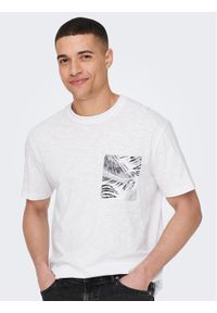 Only & Sons T-Shirt 22025286 Biały Regular Fit. Kolor: biały. Materiał: bawełna