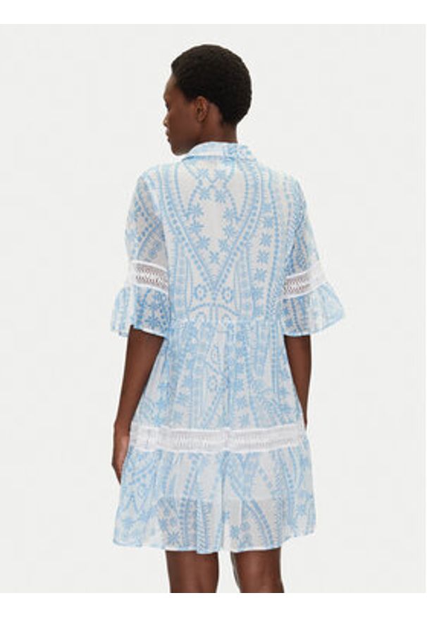 Iconique Sukienka koszulowa IC25-039 Niebieski Relaxed Fit. Kolor: niebieski. Materiał: bawełna. Typ sukienki: koszulowe
