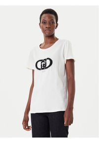 Liu Jo Sport T-Shirt TF5280 JS923 Écru Regular Fit. Materiał: bawełna. Styl: sportowy