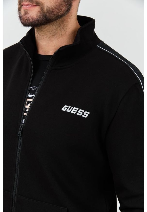 Guess - GUESS Czarna męska bluza Mickey Full Zip. Kolor: czarny