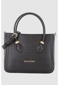 Valentino by Mario Valentino - VALENTINO Czarna torebka Montmartr Shopping. Kolor: czarny. Wzór: paski