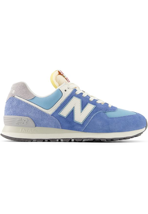Buty unisex New Balance U574RCA – niebieskie. Okazja: na co dzień. Kolor: niebieski. Materiał: guma, skóra, syntetyk, materiał. Szerokość cholewki: normalna. Model: New Balance 574