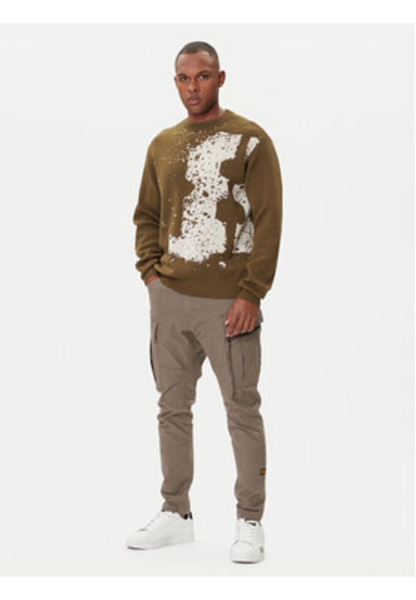 G-Star RAW - G-Star Raw Sweter Sprayed 89 D27772-D488 Zielony Relaxed Fit. Kolor: zielony. Materiał: bawełna