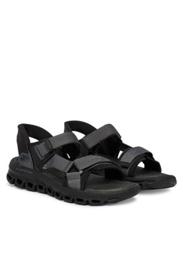 skechers - Skechers Sandały Glide Step Sandal 233382/BBK Czarny. Kolor: czarny. Materiał: materiał