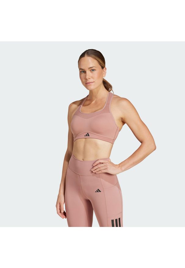 Adidas - Biustonosz treningowy TLRD Impact o mocnym wsparciu. Kolekcja: plus size. Kolor: różowy. Materiał: materiał. Technologia: ClimaCool (Adidas). Sport: fitness