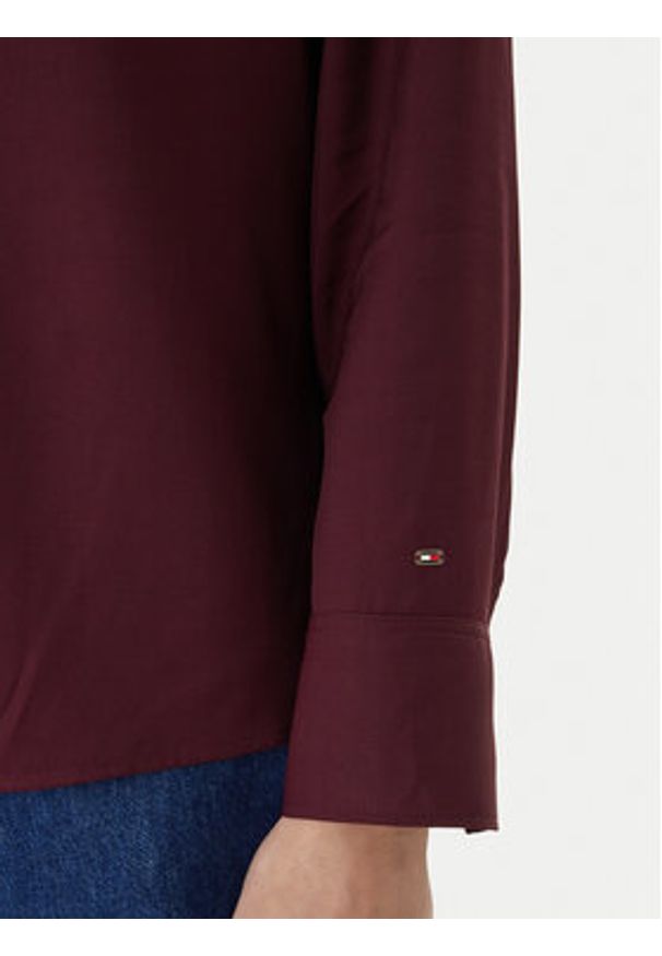 TOMMY HILFIGER - Tommy Hilfiger Bluzka WW0WW47339 Bordowy Relaxed Fit. Kolor: czerwony. Materiał: wiskoza