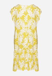 Born2be - Żółta Bawełniana Sukienka o Rozkloszowanym Kroju w Kwiaty Libella. Okazja: do pracy, na co dzień. Kolor: żółty. Materiał: bawełna. Wzór: kwiaty. Typ sukienki: proste, rozkloszowane. Styl: elegancki, casual #5