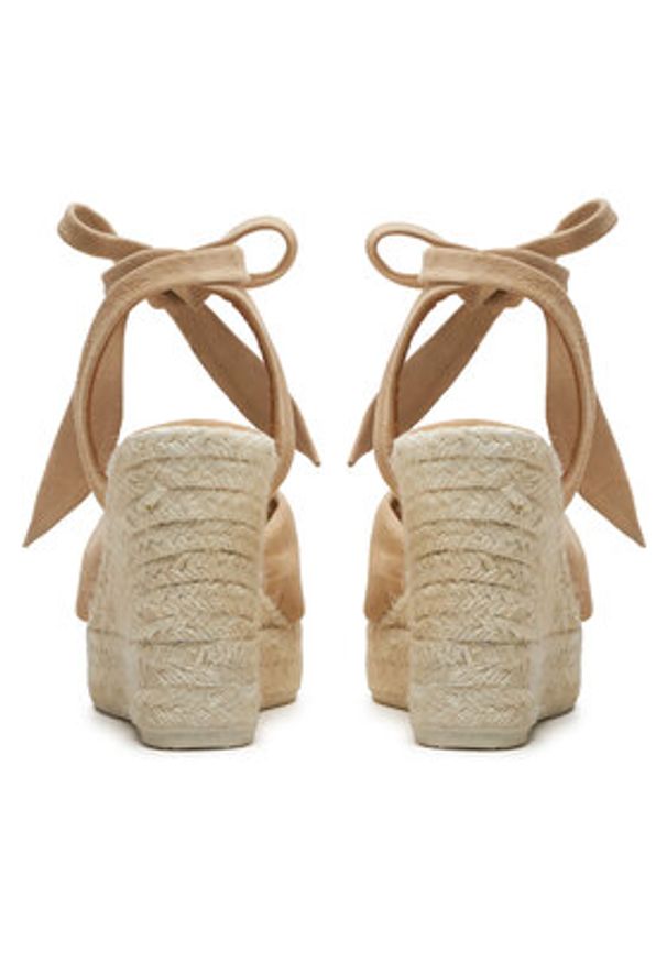 Manebi Espadryle Hamptons Wedge Espadrilles With Knot M 1.1 WS Beżowy. Kolor: beżowy. Materiał: zamsz, skóra