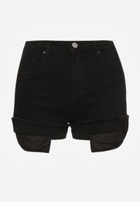 Renee - Czarne Szorty Denimowe High Waist z Efektem Push-Up i Asymetrycznymi Nogawkami Zilisea. Okazja: na co dzień. Stan: podwyższony. Kolor: czarny. Materiał: materiał. Styl: casual #8