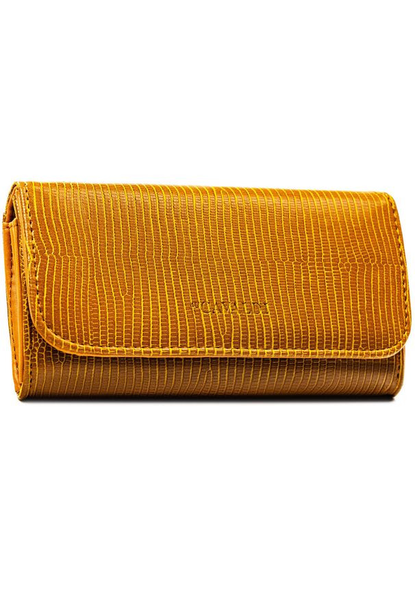 4U CAVALDI - Brązowy, poziomy portfel damski ze skóry ekologicznej zamykany zatrzaskiem - 4U Cavaldi. Kolor: brązowy. Materiał: skóra ekologiczna