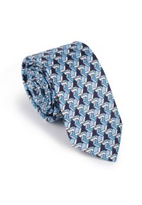 Wittchen - Krawat jedwabny wzorzysty niebiesko-biały. Kolor: biały, wielokolorowy, niebieski. Materiał: jedwab. Styl: klasyczny, elegancki #1