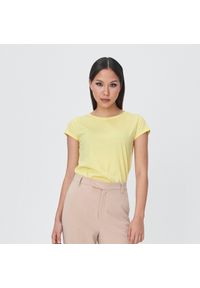 Sinsay - Koszulka basic - Żółty. Kolor: żółty #1