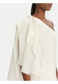 Eleh Bluzka SS260317 Biały Regular Fit. Kolor: biały. Materiał: len #5