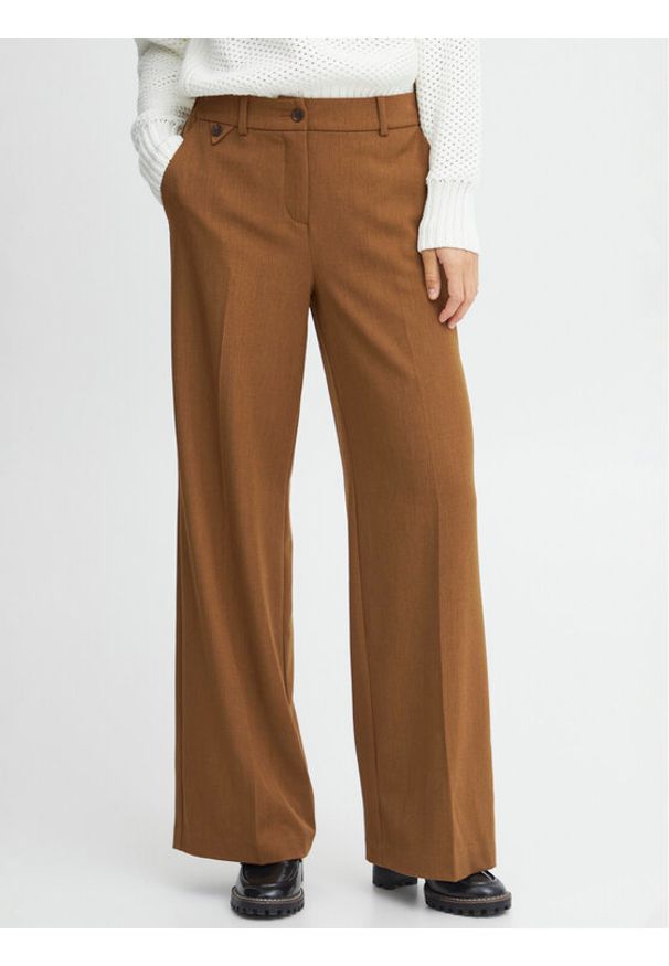 Fransa Spodnie materiałowe 20611709 Brązowy Regular Fit. Kolor: brązowy. Materiał: syntetyk