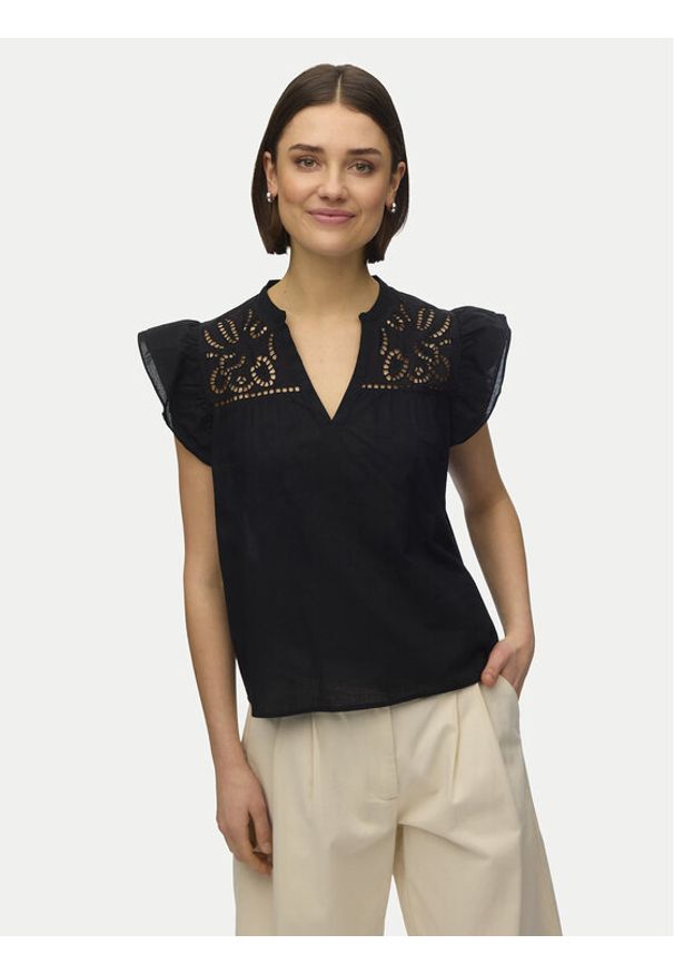 Vero Moda Bluzka Line 10347292 Czarny Regular Fit. Kolor: czarny. Materiał: bawełna