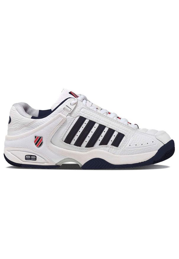 Buty do tenisa męskie K-Swiss Defier Rs Allcourt. Kolor: biały, niebieski, wielokolorowy, czarny. Materiał: syntetyk, materiał. Szerokość cholewki: normalna. Sport: tenis