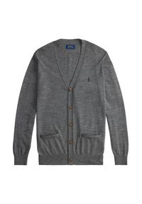 Polo Ralph Lauren Kardigan 710946144004 Szary Slim Fit. Typ kołnierza: polo. Kolor: szary. Materiał: wełna #3