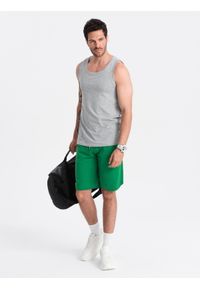 Ombre Clothing - Męska bawełniana koszulka tank top BASIC – szary melanż V2 - Rozmiar: L. Okazja: na co dzień. Kolor: szary. Materiał: bawełna. Długość rękawa: na ramiączkach. Wzór: melanż. Sezon: lato. Styl: sportowy, casual, elegancki #6