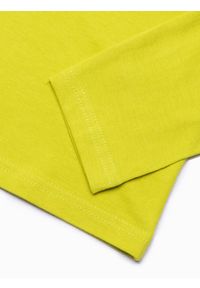 Ombre Clothing - Longsleeve męski z guzikami - limonkowy V5 L133 - XL. Materiał: poliester, bawełna. Długość rękawa: długi rękaw #3
