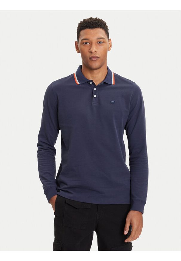 Wrangler Polo 112371506 Granatowy Regular Fit. Typ kołnierza: polo. Kolor: niebieski. Materiał: bawełna