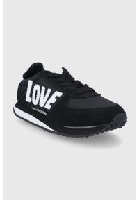 Love Moschino buty kolor czarny na płaskim obcasie. Nosek buta: okrągły. Zapięcie: sznurówki. Kolor: czarny. Obcas: na obcasie. Wysokość obcasa: niski #5