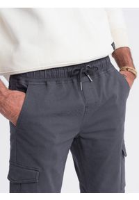 Ombre Clothing - Spodnie męskie JOGGERY z zapinanymi kieszeniami cargo - grafitowe V3 OM-PAJO-0123 - XXL. Okazja: na co dzień. Kolor: szary. Materiał: bawełna, elastan. Sezon: lato. Styl: klasyczny, sportowy, casual #10