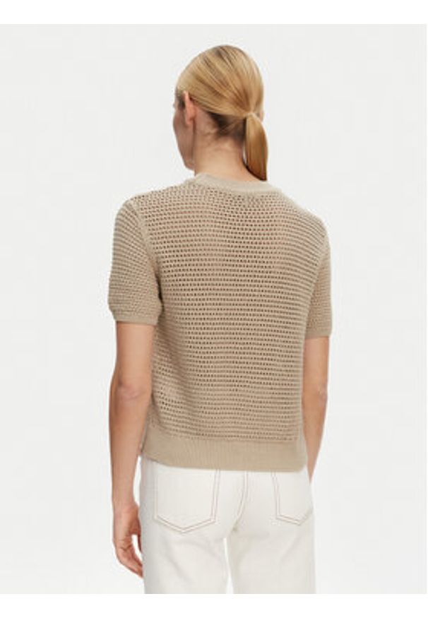 TOMMY HILFIGER - Tommy Hilfiger Sweter Pointelle WW0WW45950 Beżowy Regular Fit. Kolor: beżowy. Materiał: bawełna