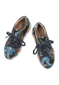 Sneakersy damskie Laura Vita, skórzane na platformie z wzorkami z okrągłym noskiem sznurowane i na suwak, indigo, Nikito-04-SO26803-4K. Okazja: na co dzień. Nosek buta: okrągły. Zapięcie: sznurówki. Materiał: skóra. Szerokość cholewki: normalna. Wzór: aplikacja, kwiaty. Obcas: na platformie. Styl: casual #2